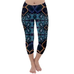 Blue Pattern Capri Winter Leggings 