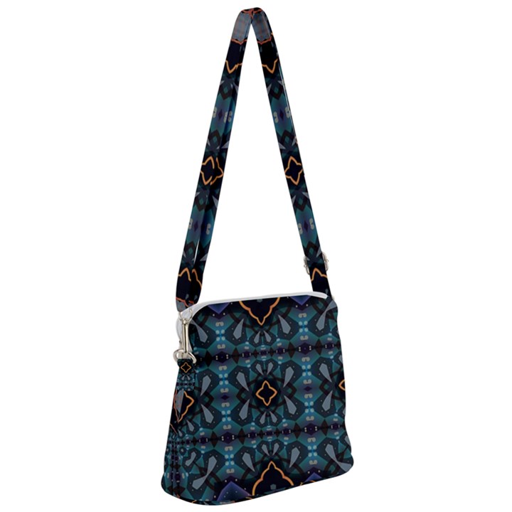 Blue pattern Zipper Messenger Bag