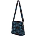 Blue pattern Zipper Messenger Bag View2