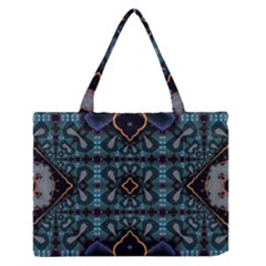 Blue Pattern Zipper Medium Tote Bag by Dazzleway