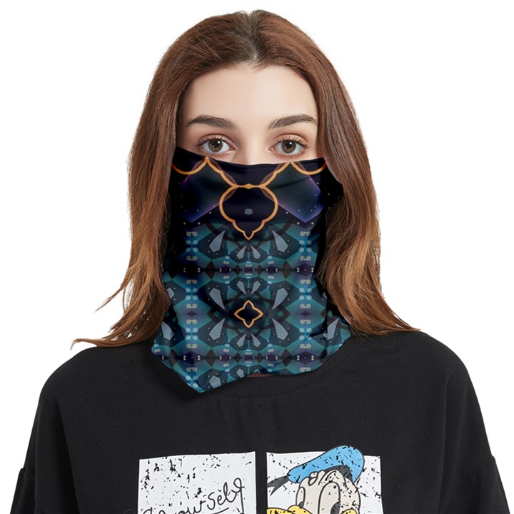 Blue pattern Face Covering Bandana (Two Sides)