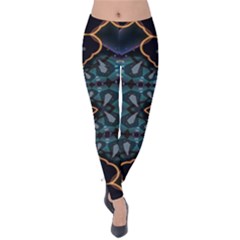 Blue Pattern Velvet Leggings