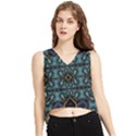 Blue pattern V-Neck Cropped Tank Top View1