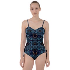 Blue Pattern Sweetheart Tankini Set