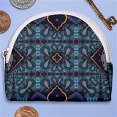 Blue Pattern Horseshoe Style Canvas Pouch