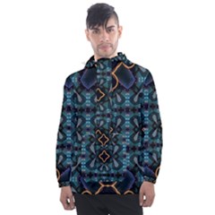 Blue Pattern Men s Front Pocket Pullover Windbreaker