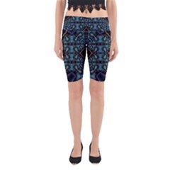 Blue Pattern Yoga Cropped Leggings by Dazzleway