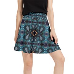 Blue Pattern Waistband Skirt by Dazzleway