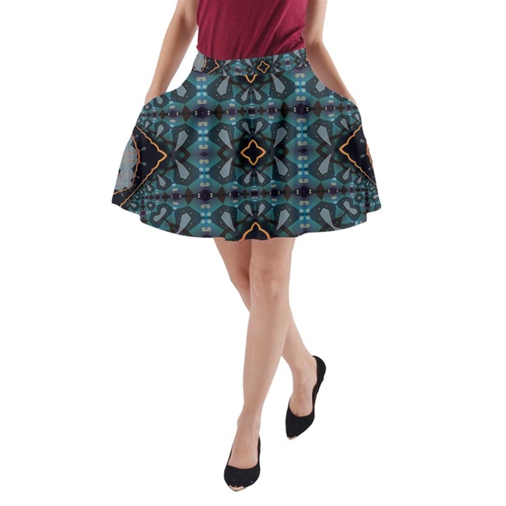 Blue pattern A-Line Pocket Skirt