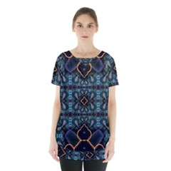 Blue Pattern Skirt Hem Sports Top by Dazzleway