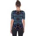 Blue pattern Shoulder Cut Out Short Sleeve Top View2