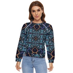 Blue Pattern Women s Long Sleeve Raglan Tee