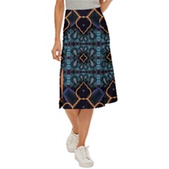 Blue Pattern Midi Panel Skirt