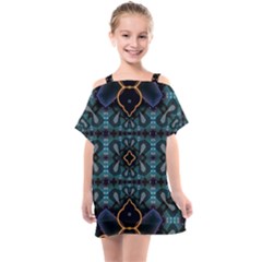 Blue Pattern Kids  One Piece Chiffon Dress by Dazzleway