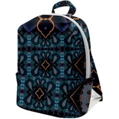 Blue Pattern Zip Up Backpack