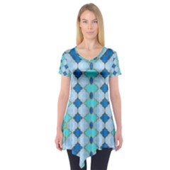 Turquoise Short Sleeve Tunic  by Dazzleway