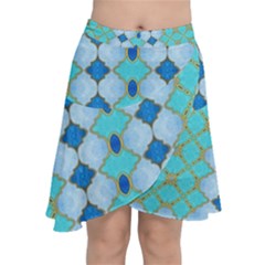 Turquoise Chiffon Wrap Front Skirt by Dazzleway