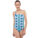 Turquoise Classic One Shoulder Swimsuit View1