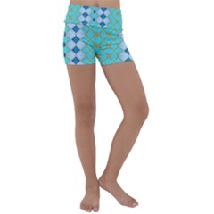 Turquoise Kids  Lightweight Velour Yoga Shorts by Dazzleway