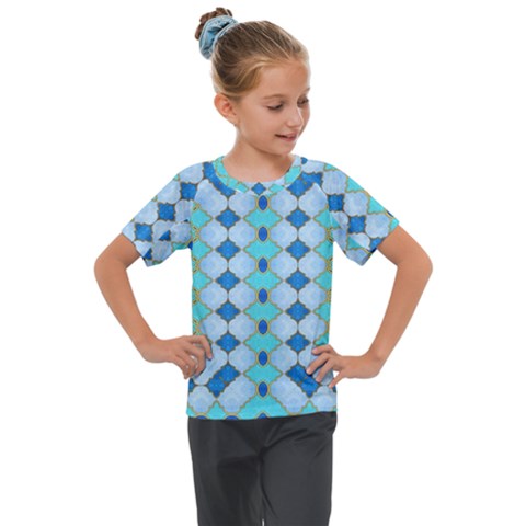 Turquoise Kids  Mesh Piece Tee by Dazzleway