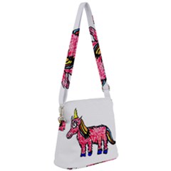 Unicorn Sketchy Style Drawing Zipper Messenger Bag