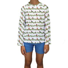 Bullfinches On The Branches Kids  Long Sleeve Swimwear by SychEva