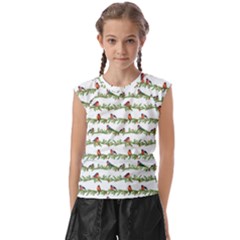 Bullfinches On The Branches Kids  Raglan Cap Sleeve Tee by SychEva