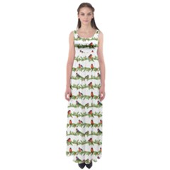 Bullfinches On The Branches Empire Waist Maxi Dress by SychEva