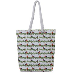 Bullfinches On The Branches Full Print Rope Handle Tote (small) by SychEva