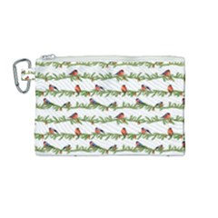 Bullfinches On The Branches Canvas Cosmetic Bag (medium) by SychEva