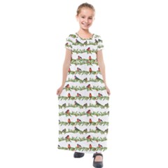 Bullfinches On The Branches Kids  Short Sleeve Maxi Dress by SychEva