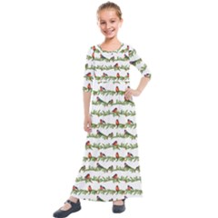 Bullfinches On The Branches Kids  Quarter Sleeve Maxi Dress by SychEva