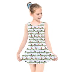 Bullfinches On The Branches Kids  Skater Dress Swimsuit by SychEva