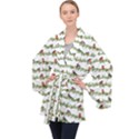 Bullfinches On The Branches Long Sleeve Velvet Kimono  View1