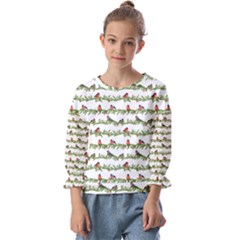 Bullfinches On The Branches Kids  Cuff Sleeve Top