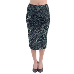 Emerald Distortion Midi Pencil Skirt by MRNStudios