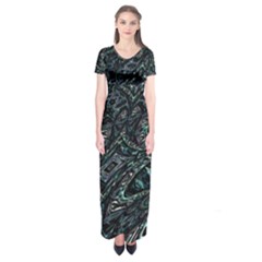 Emerald Distortion Short Sleeve Maxi Dress by MRNStudios