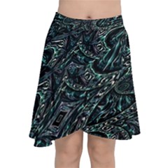 Emerald Distortion Chiffon Wrap Front Skirt by MRNStudios