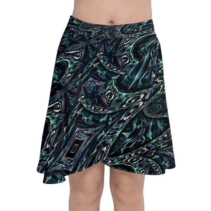 Emerald Distortion Chiffon Wrap Front Skirt