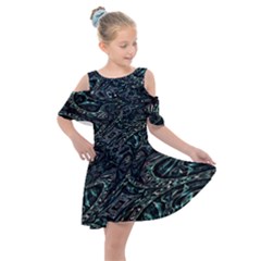 Emerald Distortion Kids  Shoulder Cutout Chiffon Dress by MRNStudios