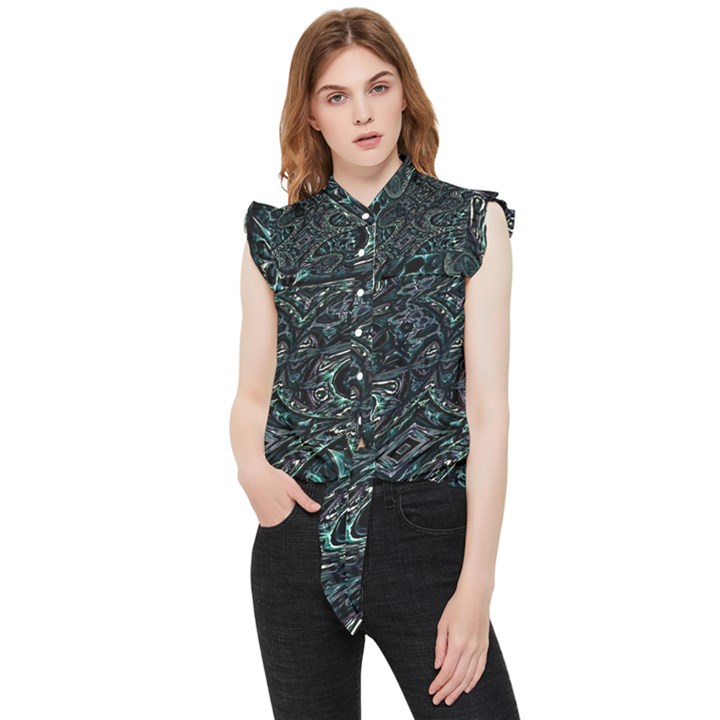 Emerald Distortion Frill Detail Shirt