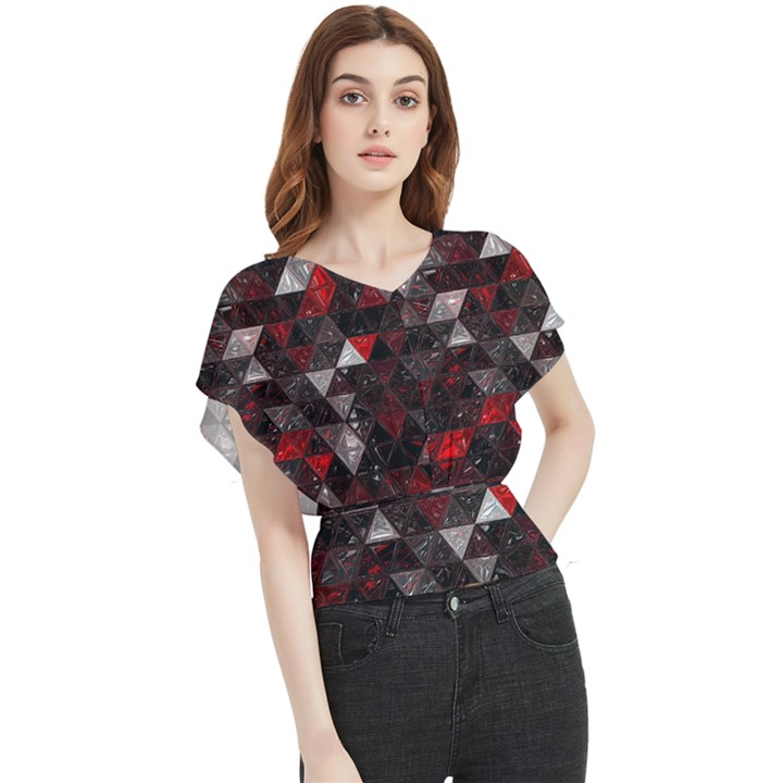 Gothic Peppermint Butterfly Chiffon Blouse