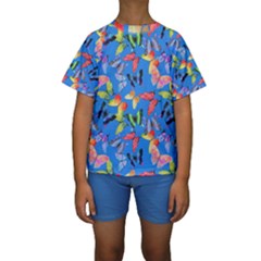 Bright Butterflies Circle In The Air Kids  Short Sleeve Swimwear by SychEva