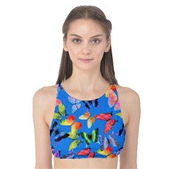 Bright Butterflies Circle In The Air Tank Bikini Top by SychEva