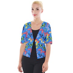 Bright Butterflies Circle In The Air Cropped Button Cardigan by SychEva