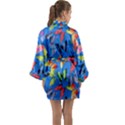 Bright Butterflies Circle In The Air Long Sleeve Satin Kimono View2