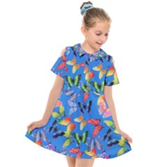 Bright Butterflies Circle In The Air Kids  Short Sleeve Shirt Dress by SychEva