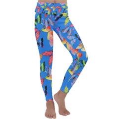 Bright Butterflies Circle In The Air Kids  Lightweight Velour Classic Yoga Leggings by SychEva