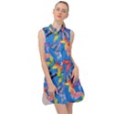 Bright Butterflies Circle In The Air Sleeveless Shirt Dress View1