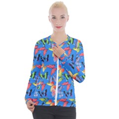 Bright Butterflies Circle In The Air Casual Zip Up Jacket by SychEva